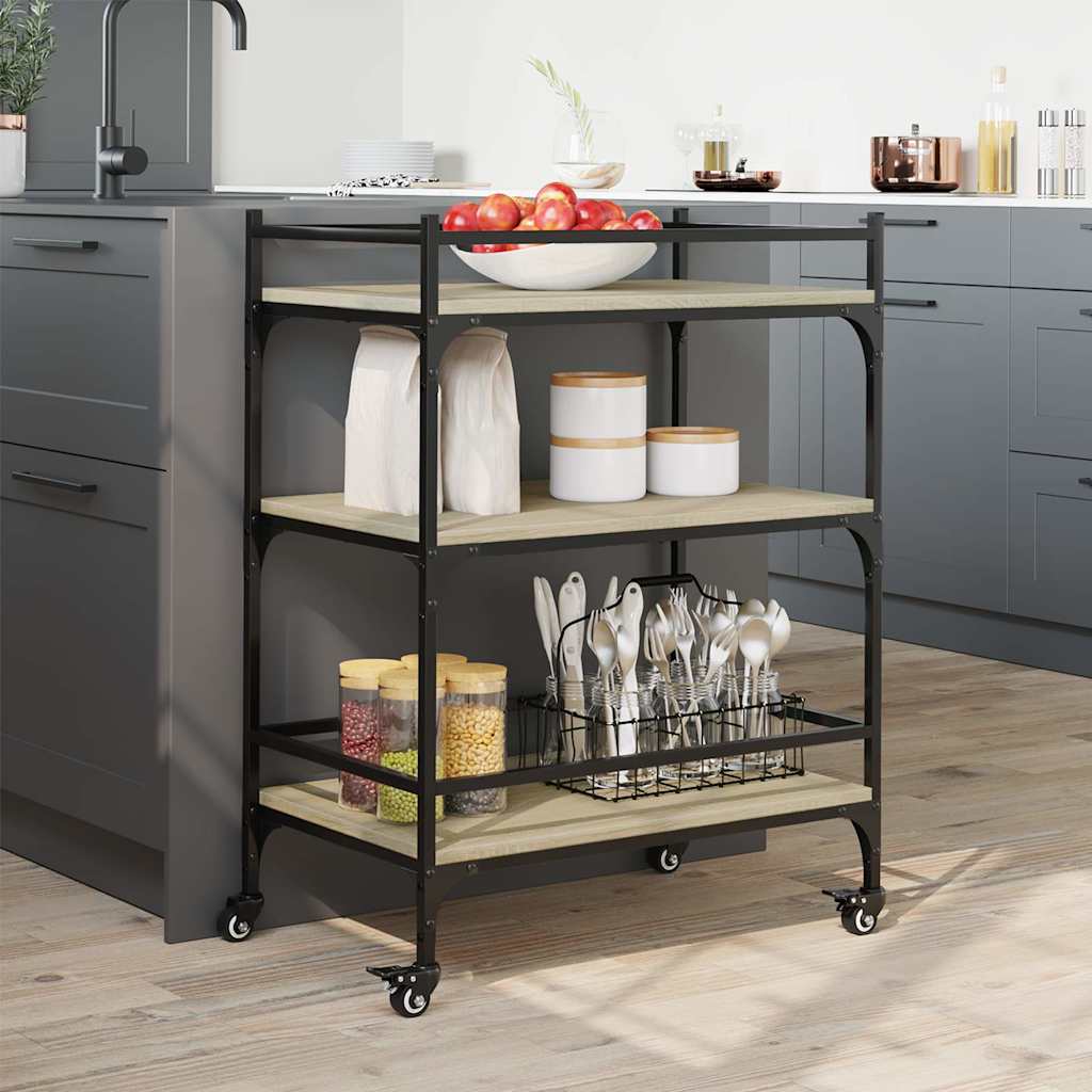 Vidaxl keukentrolley 65x40x86,5 cm bewerkt hout sonoma eikenkleurig