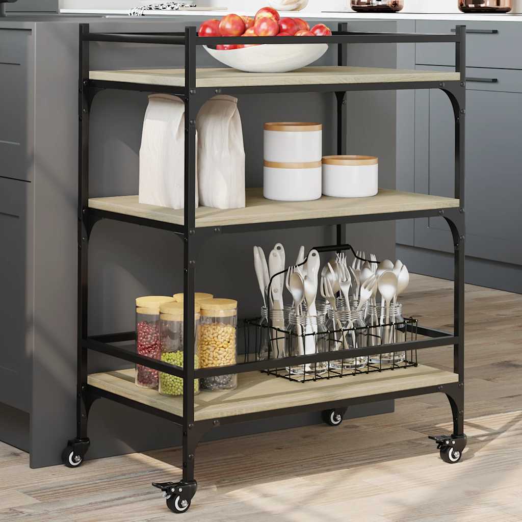 Vidaxl keukentrolley 65x40x86,5 cm bewerkt hout sonoma eikenkleurig