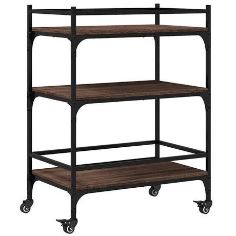 Vidaxl keukentrolley 65x40x86,5 cm bewerkt hout bruin eikenkleurig