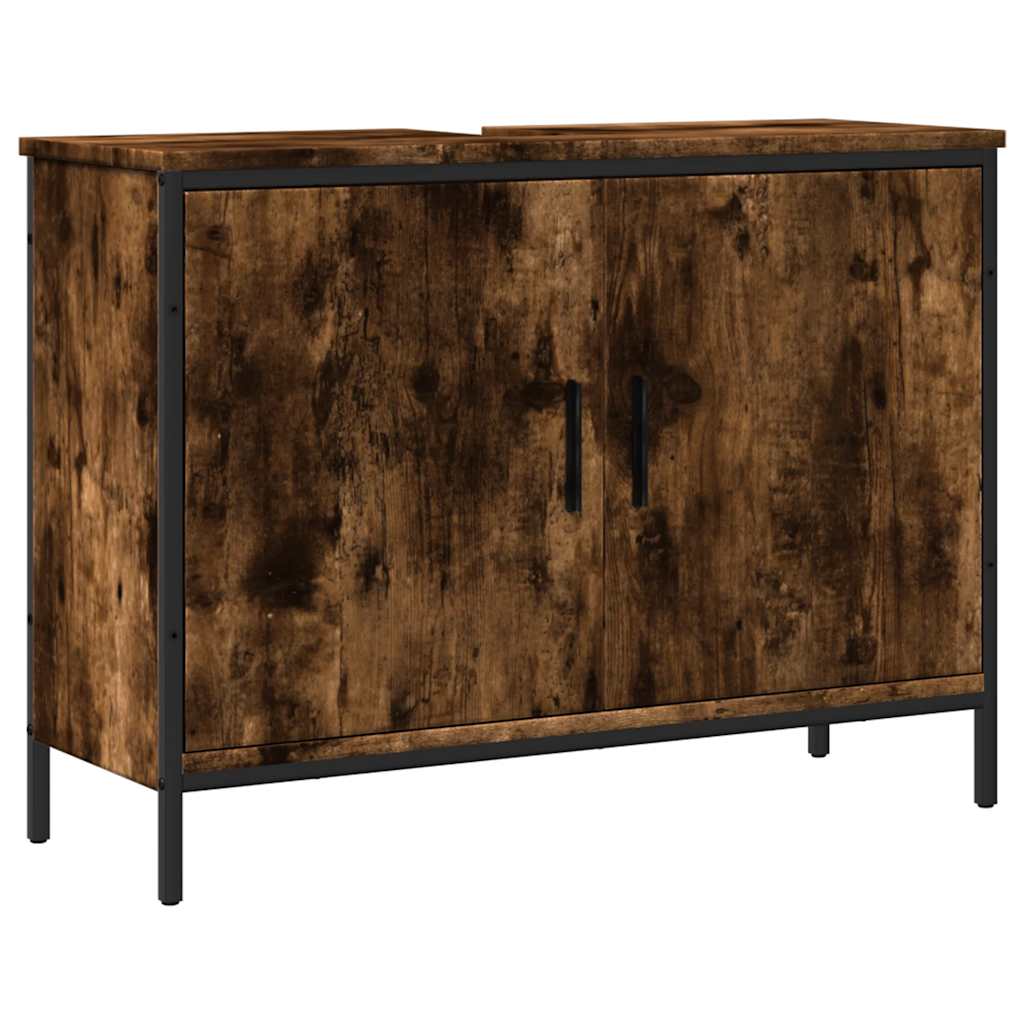 Vidaxl badkamerkast 80x30x60 cm bewerkt hout gerookt eikenkleurig