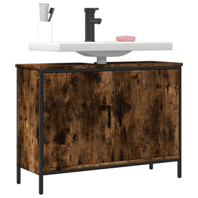 Vidaxl badkamerkast 80x30x60 cm bewerkt hout gerookt eikenkleurig