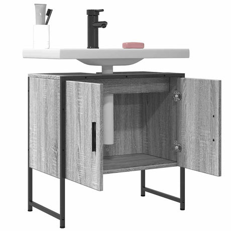 Vidaxl wastafelkast 60x33x60 cm bewerkt hout grijs sonoma eikenkleurig