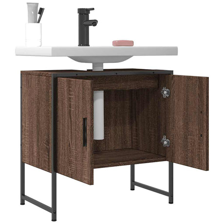 Vidaxl wastafelkast 60x33x60 cm bewerkt hout bruin eikenkleurig