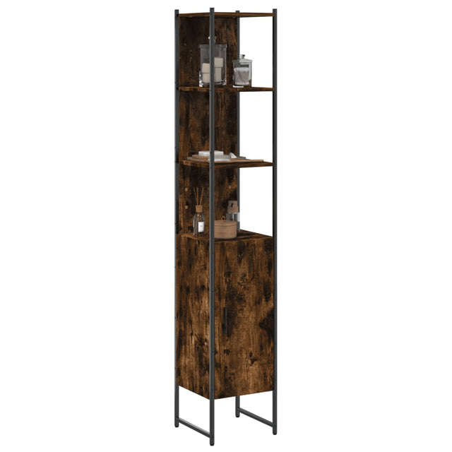 Vidaxl badkamerkast 33x33x185,5 cm bewerkt hout gerookt eikenkleurig