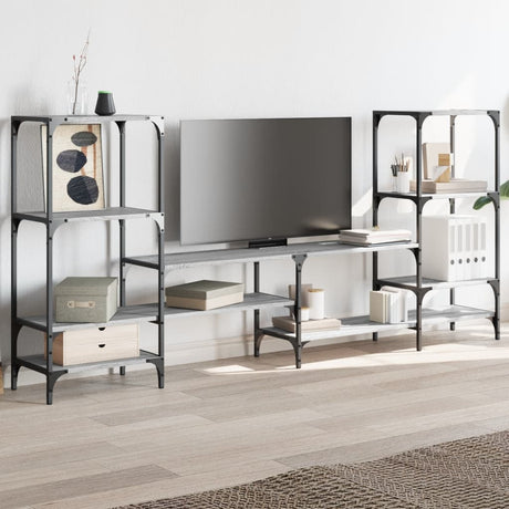 Vidaxl tv-meubel 206,5x28,5x95 cm bewerkt hout grijs sonoma eikenkleur