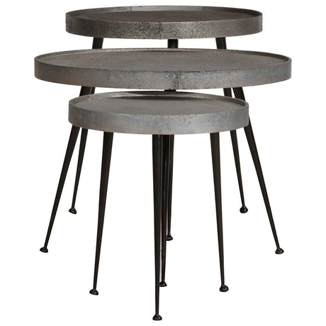 Vidaxl salontafel 3 stuks zilverkleurig bewerkt hout