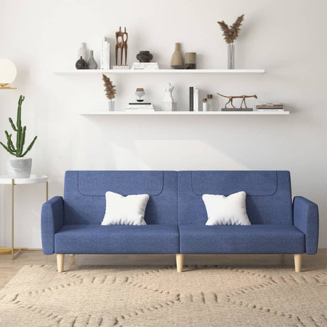 Vidaxl slaapbank 2-zits stof blauw