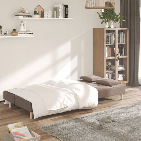 Vidaxl slaapbank 2-zits met 2 kussens stof taupe