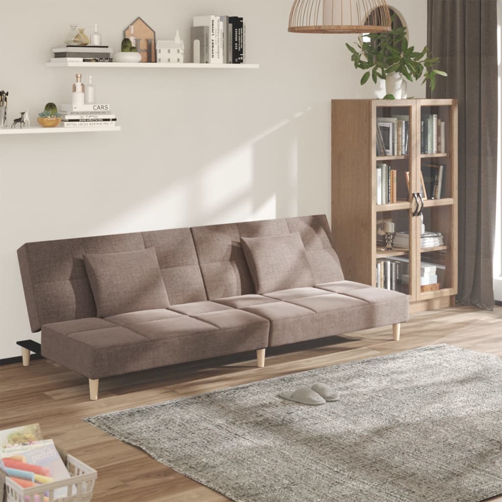 Vidaxl slaapbank 2-zits met 2 kussens stof taupe