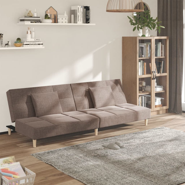 Vidaxl slaapbank 2-zits met 2 kussens stof taupe