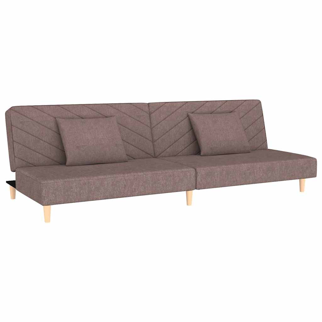 Vidaxl slaapbank 2-zits met 2 kussens stof taupe