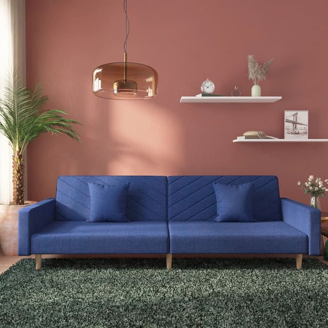 Vidaxl slaapbank 2-zits met 2 kussens stof blauw