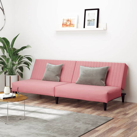 Vidaxl slaapbank 2-zits fluweel roze