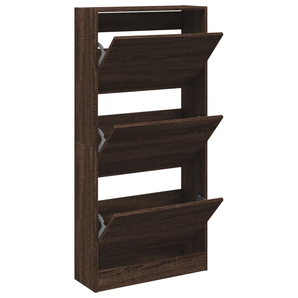 VidaXL Schuhschrank 60x21x125,5 cm, fertige Holzfarbe, braune Eiche