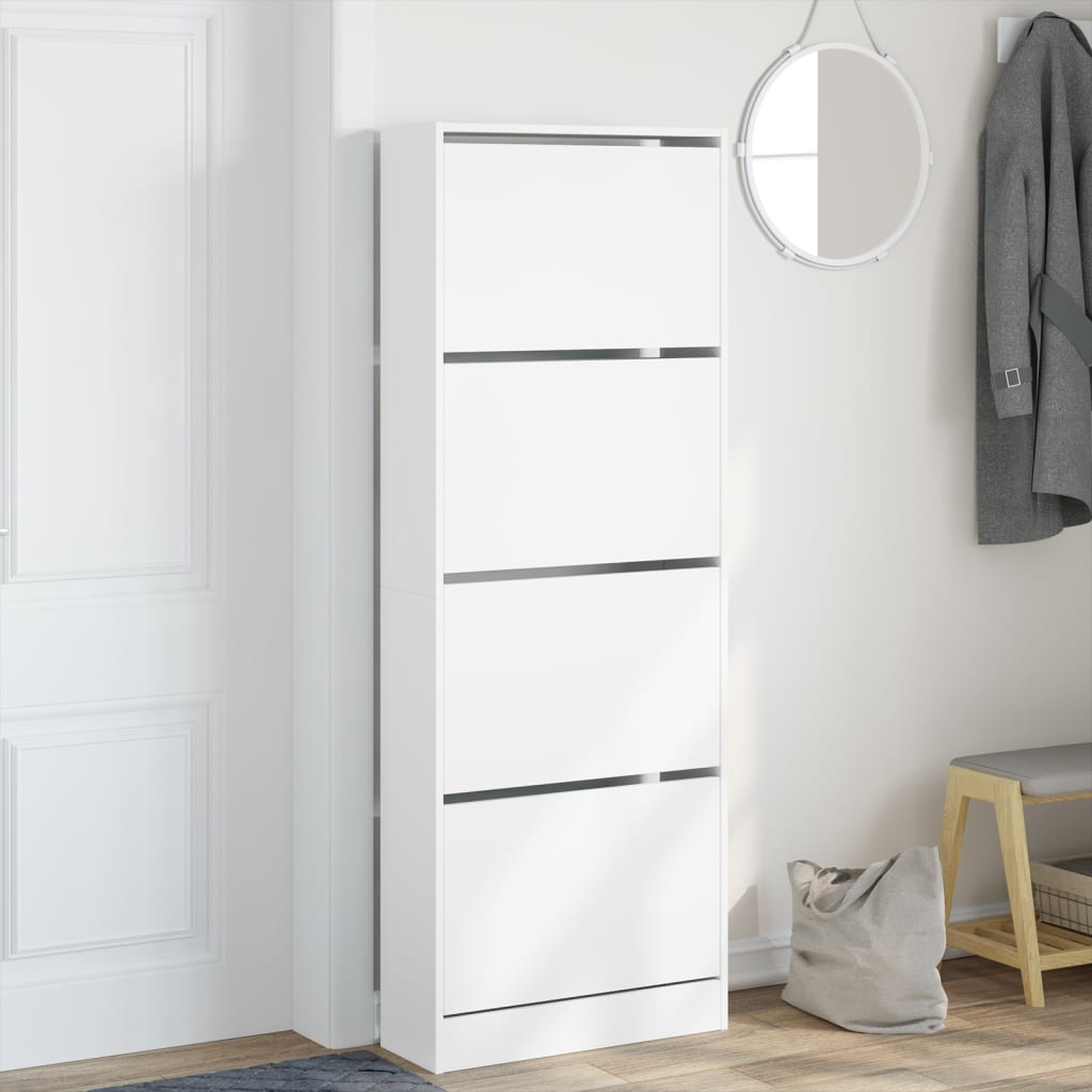 VidaXL Schuhschrank 60x21x163,5 cm Holzwerkstoff weiß