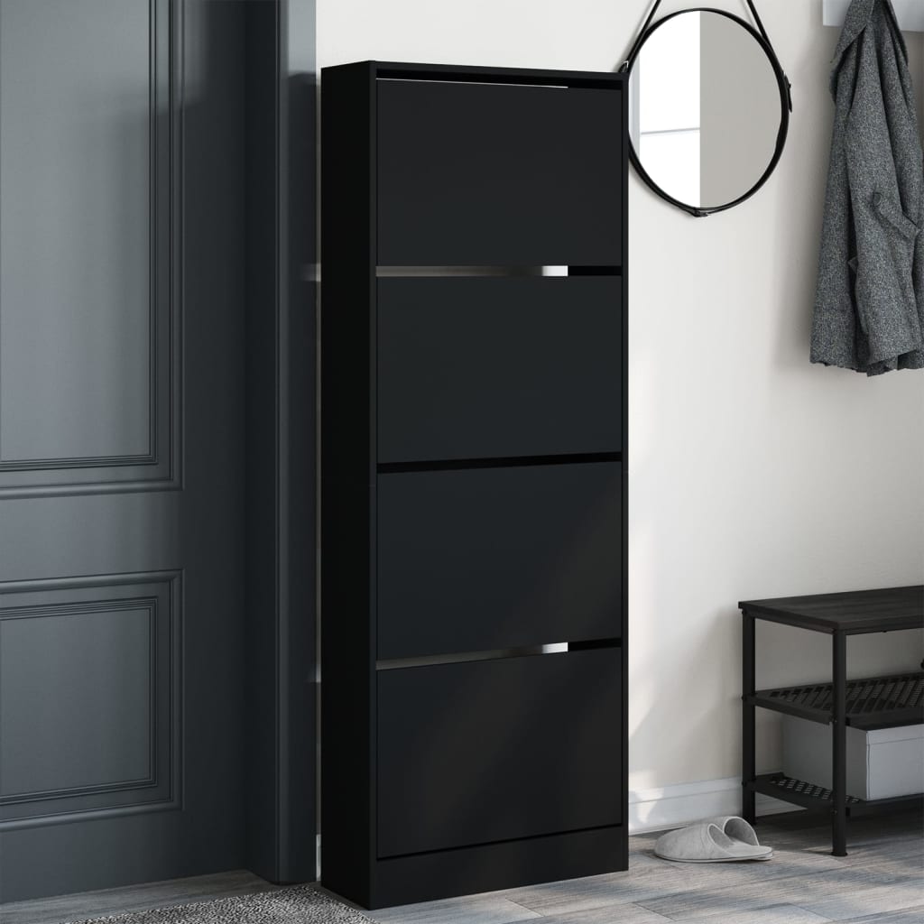 VidaXL Schuhschrank 60x21x163,5 cm lackiertes Holz schwarz