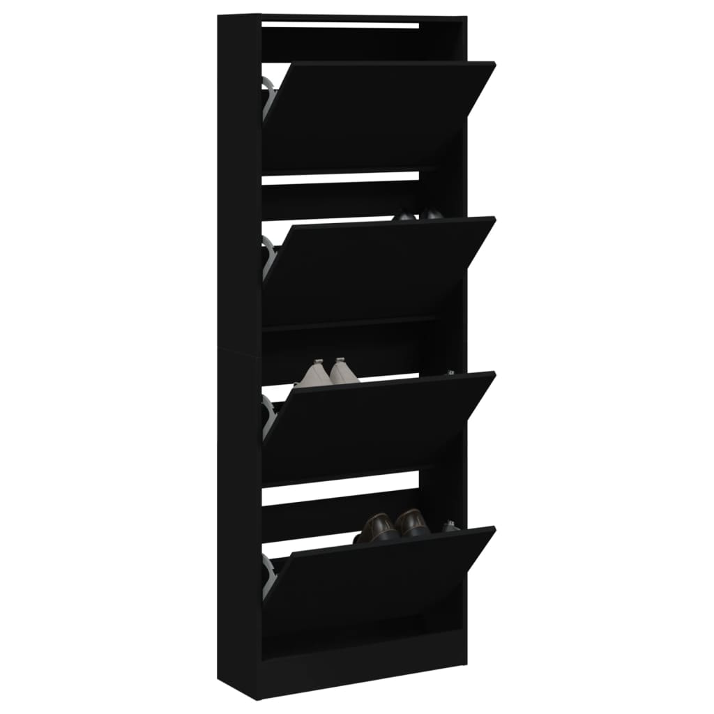 VidaXL Schuhschrank 60x21x163,5 cm lackiertes Holz schwarz
