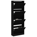 VidaXL Schuhschrank 60x21x163,5 cm lackiertes Holz schwarz