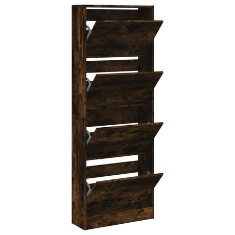 Vidaxx Schuhschrank 60x21x163,5 cm verarbeitetes Holz, geräucherte Eiche