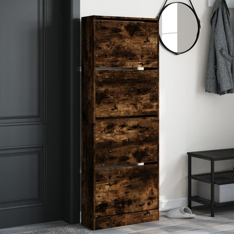 Vidaxx Schuhschrank 60x21x163,5 cm verarbeitetes Holz, geräucherte Eiche