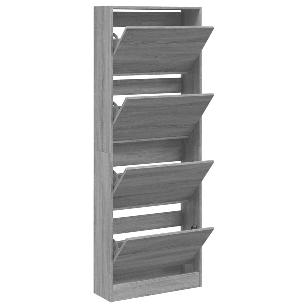 VidaXL Schuhschrank 60 x 21 x 163,5 cm, Holzwerkstoff, graue Sonoma-Eiche