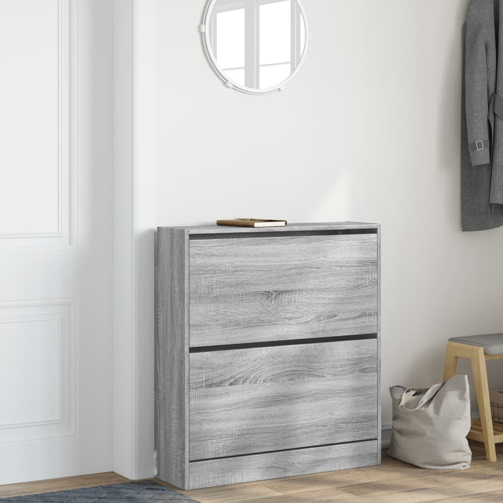 Vidaxx Schuhschrank 80x21x87,5 cm, Holzwerkstoff, Farbe Sonoma-Eiche grau