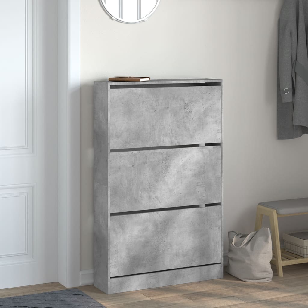VidaXL Schuhschrank 80x21x125,5 cm Holzwerkstoff Betongrau