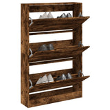 VidaXL Schuhschrank 80x21x125,5 cm Holzwerkstoff, geräucherte Eiche