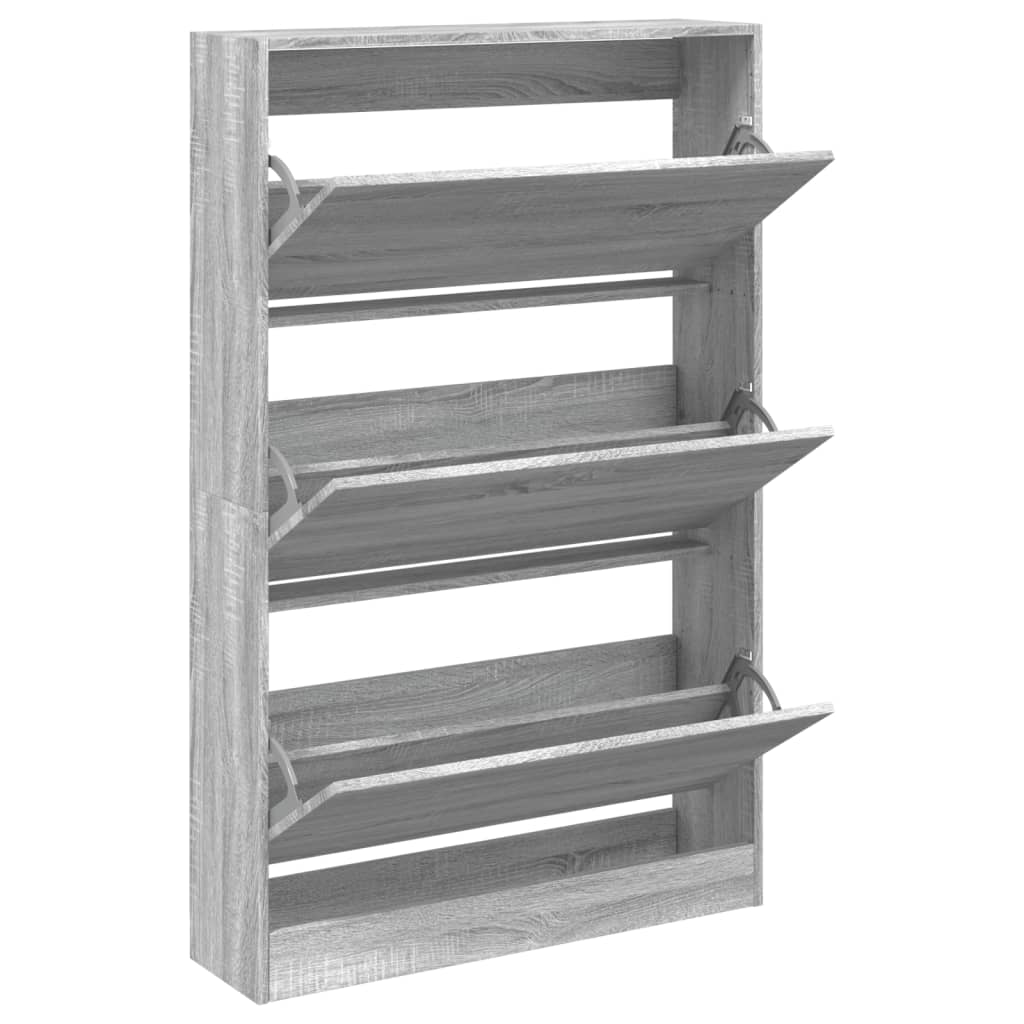 VidaXL Schuhschrank 80 x 21 x 125,5 cm, Holzwerkstoff, graue Sonoma-Eiche