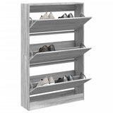 VidaXL Schuhschrank 80 x 21 x 125,5 cm, Holzwerkstoff, graue Sonoma-Eiche