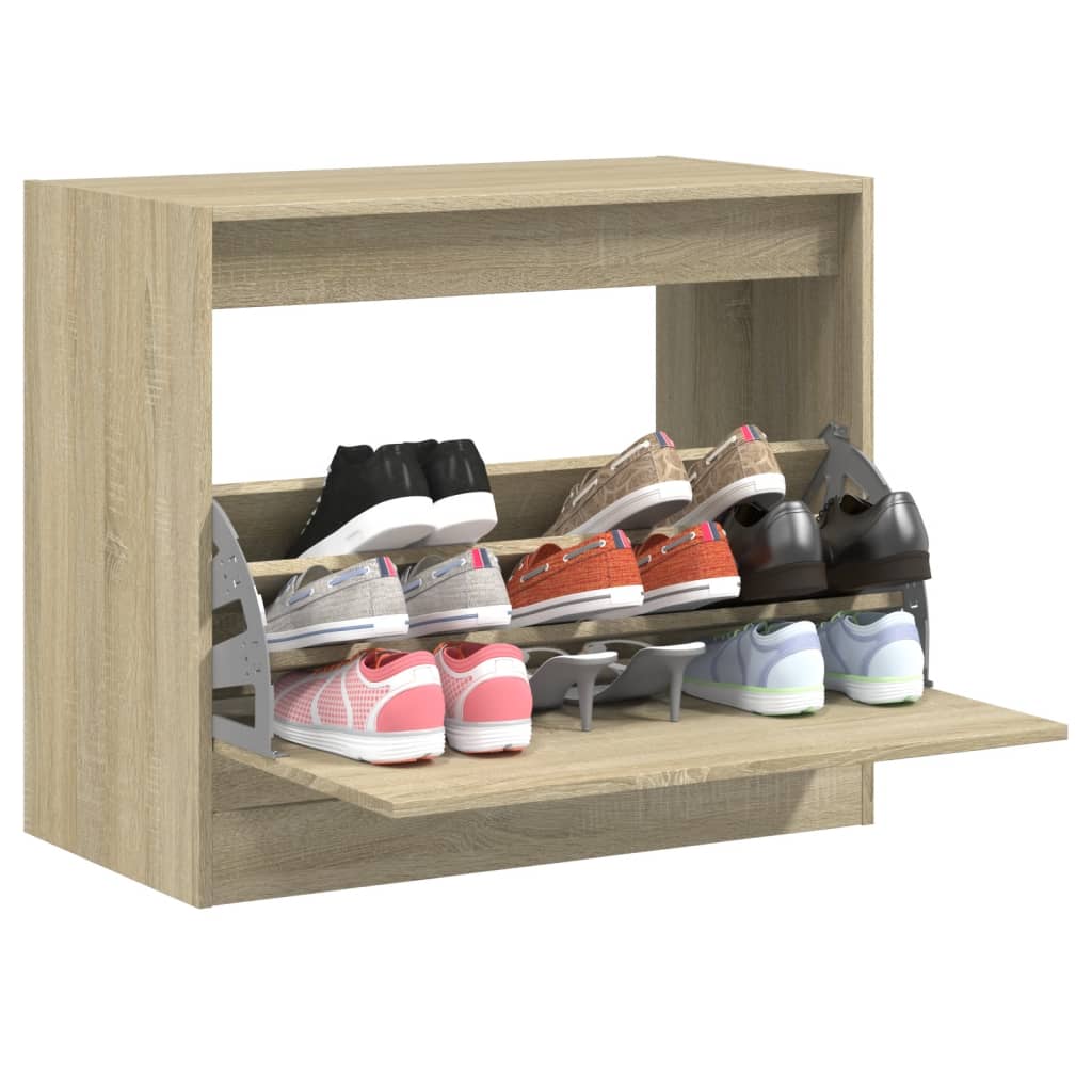 VidaXL Schuhschrank 80x42x69 cm Holzwerkstoff Sonoma-Eiche