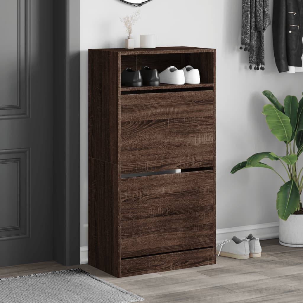 Vidaxx Schuhschrank 60x34x116 cm, fertige Holzfarbe, braune Eiche