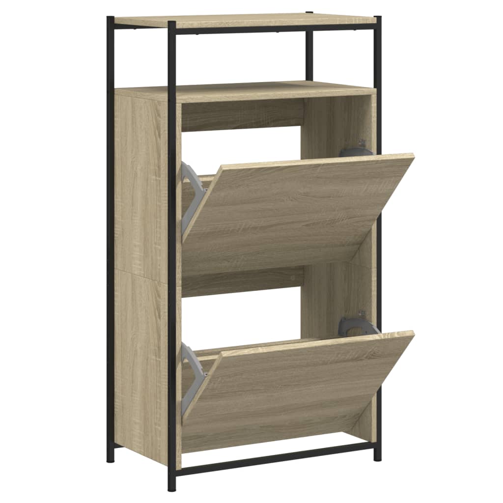 VidaXL Schuhschrank 60x34x112 cm Holzwerkstoff Sonoma-Eiche-farbig