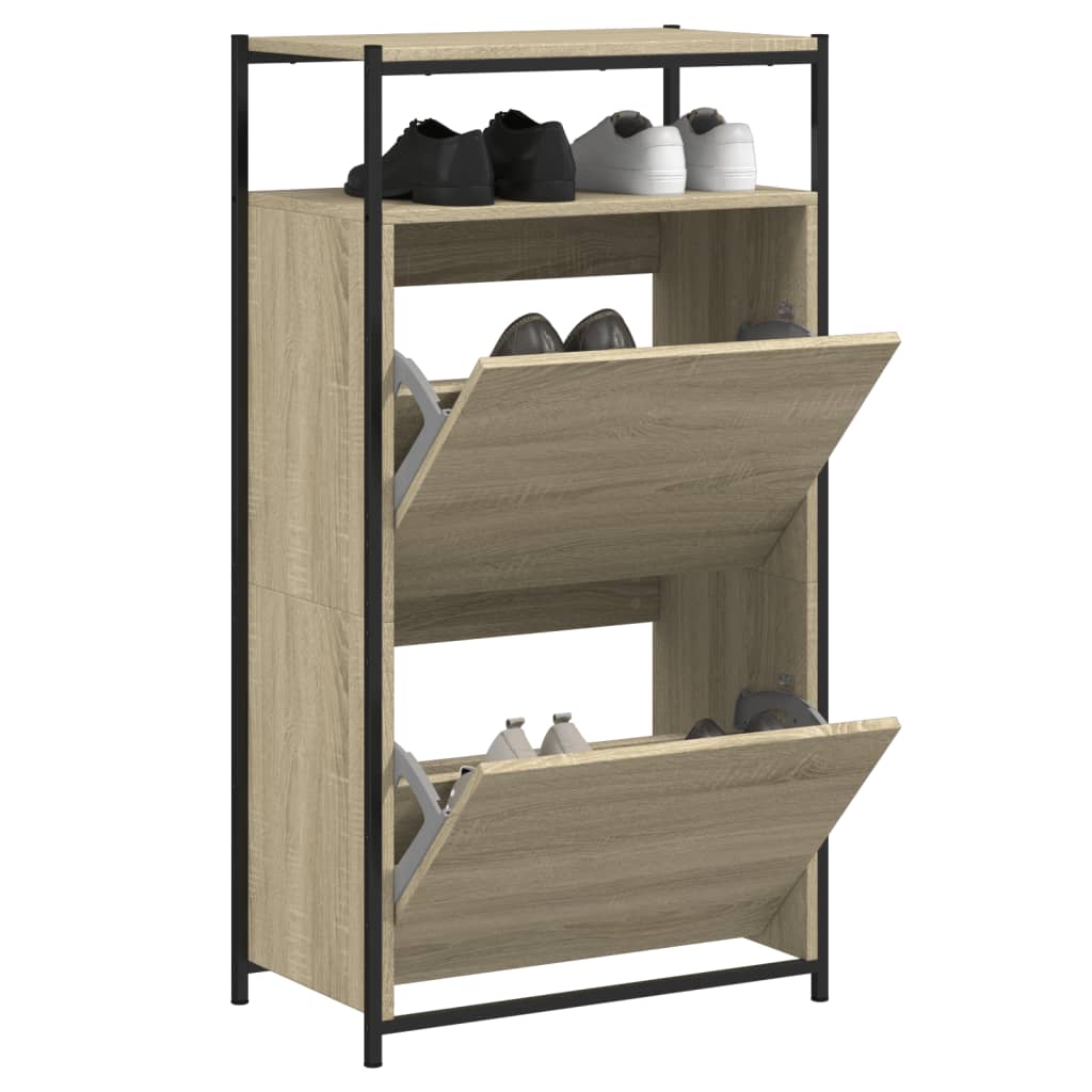VidaXL Schuhschrank 60x34x112 cm Holzwerkstoff Sonoma-Eiche-farbig