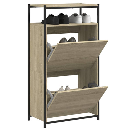 VidaXL Schuhschrank 60x34x112 cm Holzwerkstoff Sonoma-Eiche-farbig