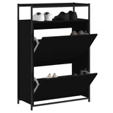 VidaXL Schuhschrank 75x34x112 cm lackiertes Holz schwarz
