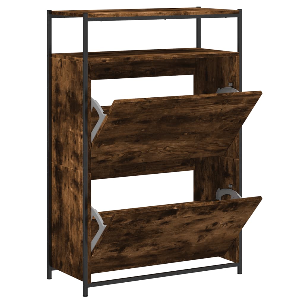 VidaXL Schuhschrank 75x34x112 cm Holzwerkstoff, geräucherte Eiche