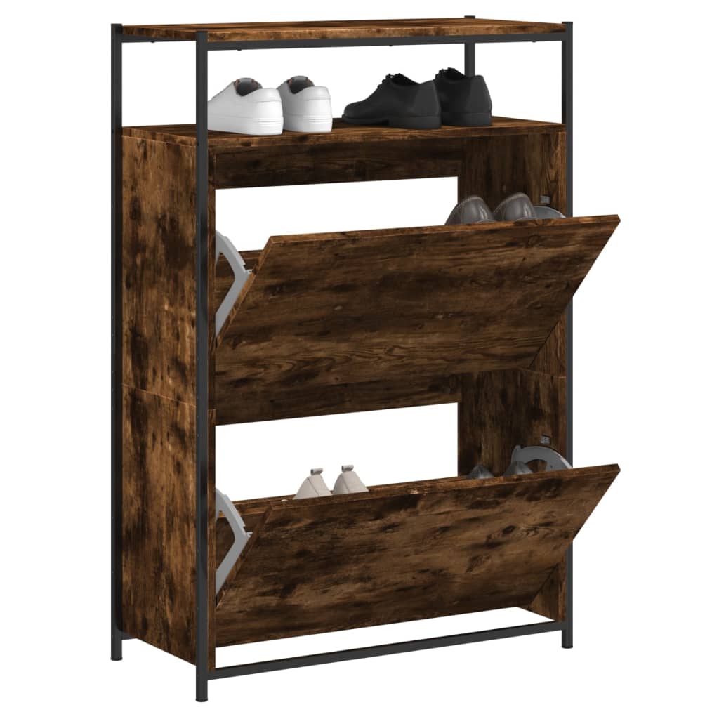 VidaXL Schuhschrank 75x34x112 cm Holzwerkstoff, geräucherte Eiche