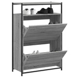 VidaXL Schuhschrank 75x34x112 cm, Holzwerkstoff, Farbe Sonoma-Eiche, Grau