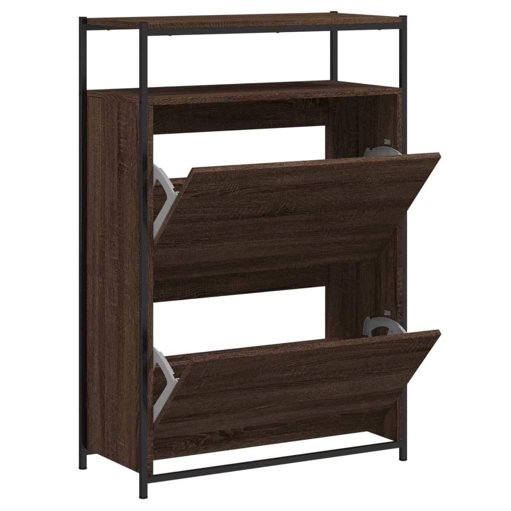 VidaXL Schuhschrank 75x34x112 cm, fertige Holzfarbe, braune Eiche