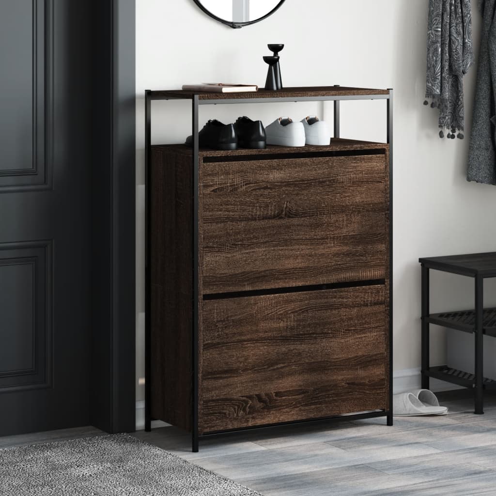 VidaXL Schuhschrank 75x34x112 cm, fertige Holzfarbe, braune Eiche