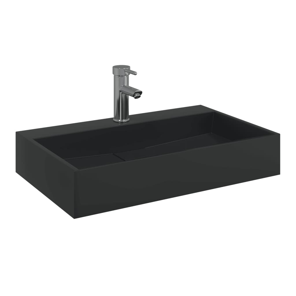 VidaXL Waschbecken 60x38x11 cm, Mineralgussmarmor mattschwarz