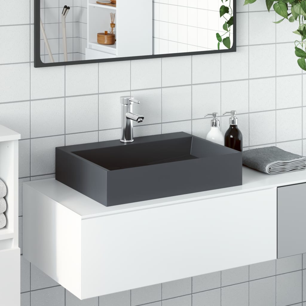 Vidaxx Waschbecken 50x38x11 cm Mineralguss Marmorguss Anthrazit