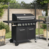 VidaXL Gasgrill mit 7 Brennern, pulverbeschichteter Stahl, schwarz