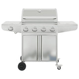 VidaXL Gasgrill mit 5 Brennern aus Edelstahl silberfarben