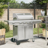 VidaXL Gasgrill mit 5 Brennern aus Edelstahl silberfarben