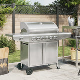 VidaXL Gasgrill mit 7 Brennern aus Edelstahl silberfarben