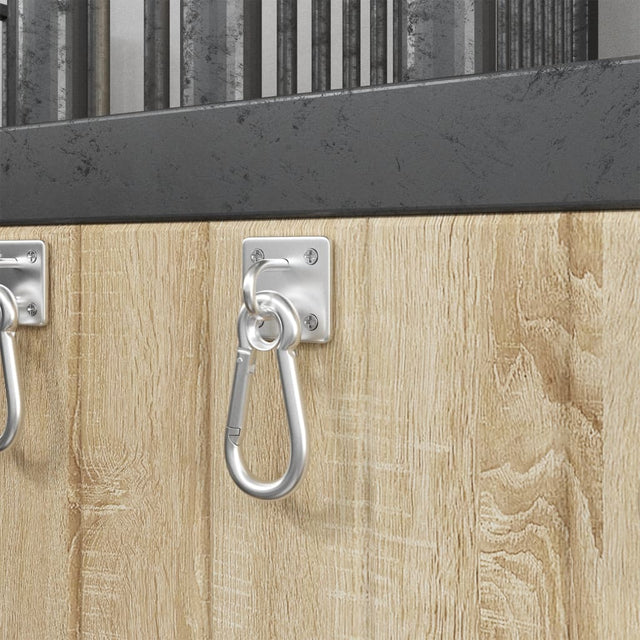 Vidaxx Augenplatten mit Karabiner 3 Stück 360° drehbar Stahl Silber