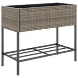 VidaXL Pflanzgefäß mit Ablage Polyrattan grau