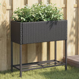 VidaXL Pflanzgefäß mit Ablage Polyrattan schwarz